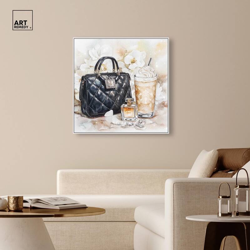 Trinkets and White Floral Canvas by Art Remedy