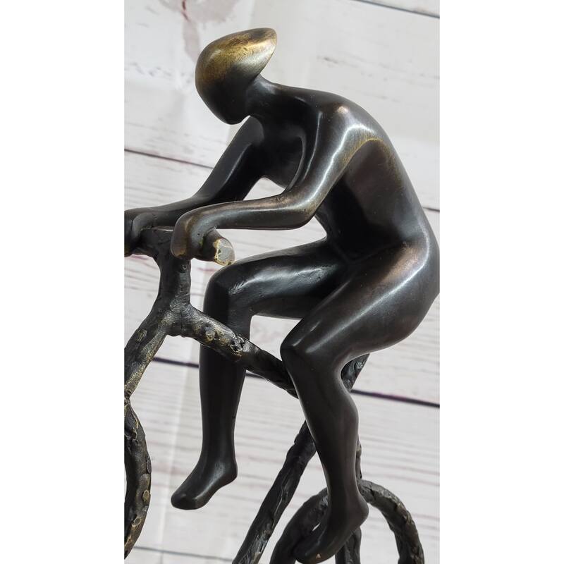 Tour De France Bicycle Cyclist Athlete Bronze Statue Sculpture Trophy Collectible 10 Inches X 7 Inches