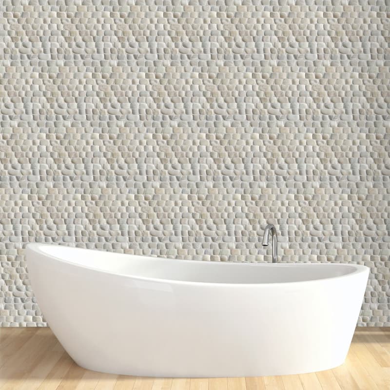 Strip Tan Pebble Mosaic Tiles for Backsplash Kitchen and Bathroom Wall (10.5" X 12") 5 tiles per case - Case (5 Tiles)