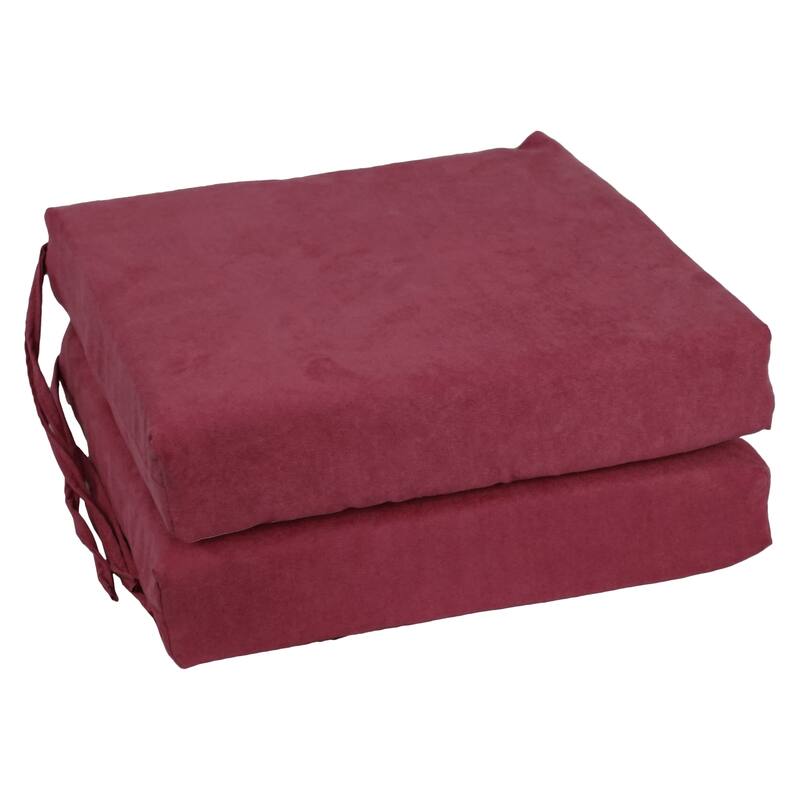 16-inch Square Indoor Microsuede Chair Cushions (Set of 2 or 4) - 16 x 16 - Set of 2 - Red Wine