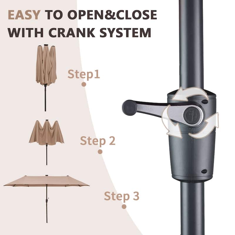 Autlaycil 13 ft Patio Umbrella with Crank Outdoor Umbrella with Base