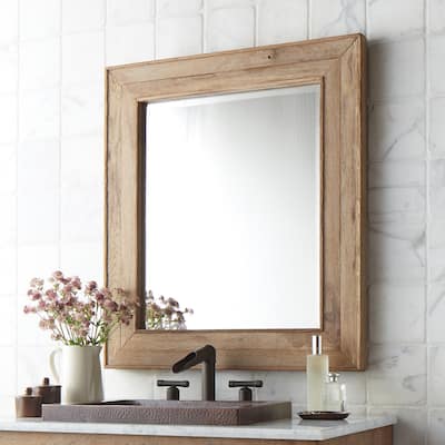 Vintner's Reclaimed Wood Rectangular Wall Mirror - 29 x 33 x 1.5