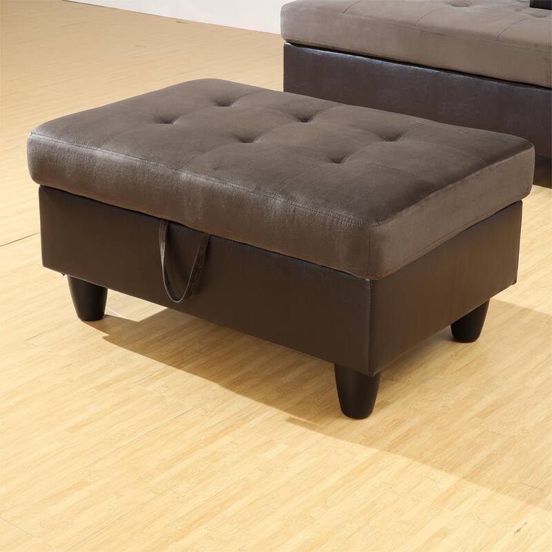 KISRAIS 34" Wide Upholstered Storage Ottoman