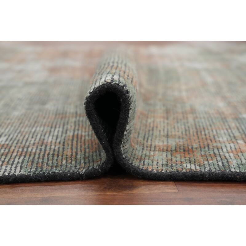 Hand Knotted Oriental Viscose Silk Carpet Modern Abstract Multi-Colored Abstract Area Rug - 9' 1'' X 6' 0''