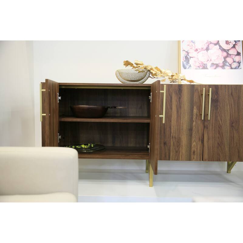 Furnigance Mid Century TV Stand Media Console with Walnut Finishing - W59"xL17.71"xH27.55"