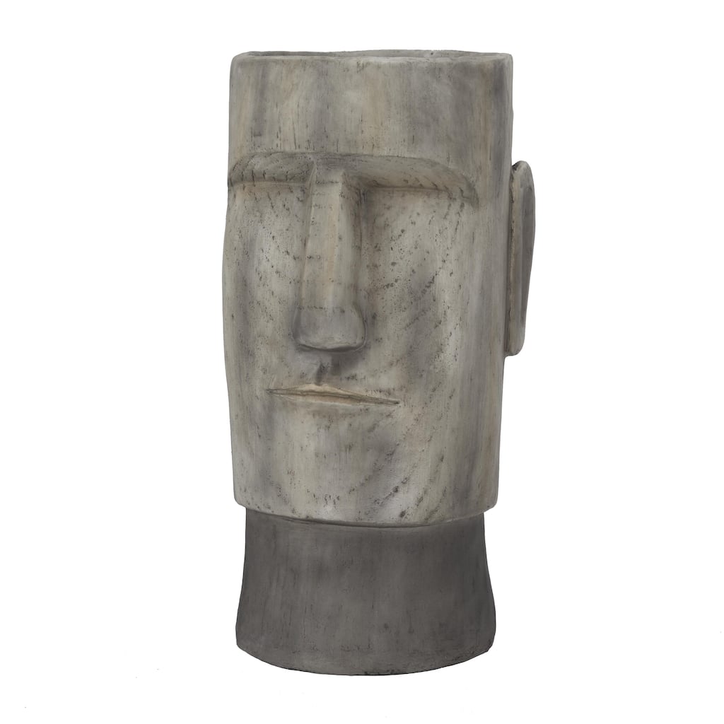 Magnesium Oxide Easter Island Head Indoor Outdoor Planter - Brown or Dark Gray - Roche River Decor