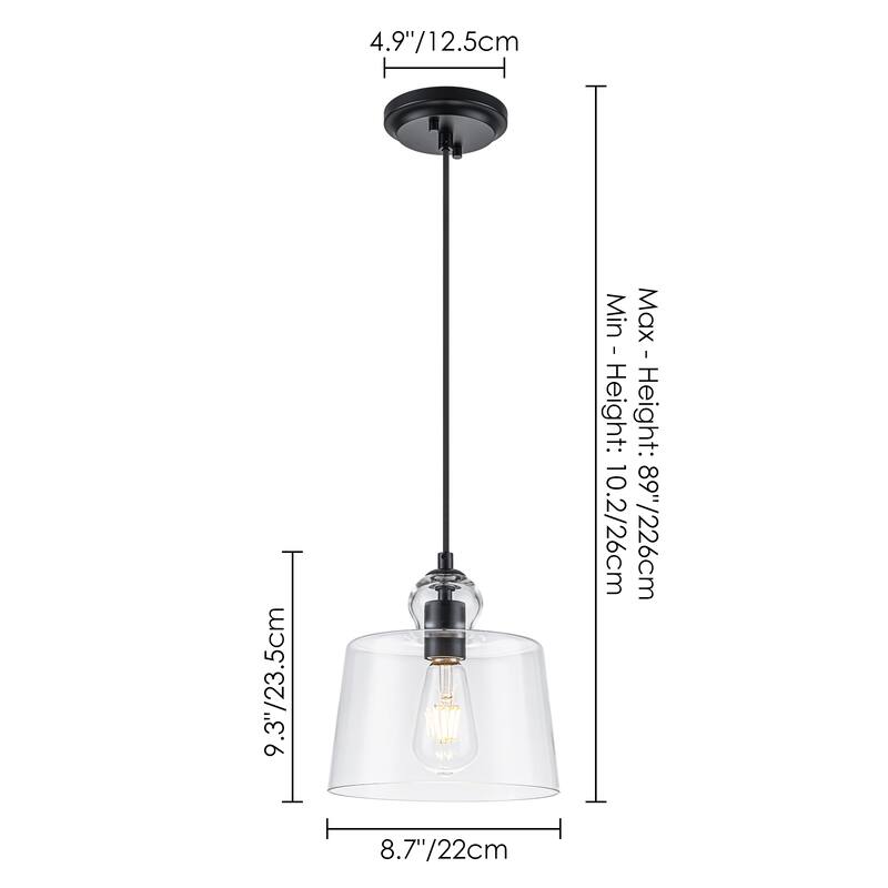 8.7" 1-Light Modern Mini Chrome/Gold/Matte Black Clear Glass Pendant Light for Kitchen Island Dining Room