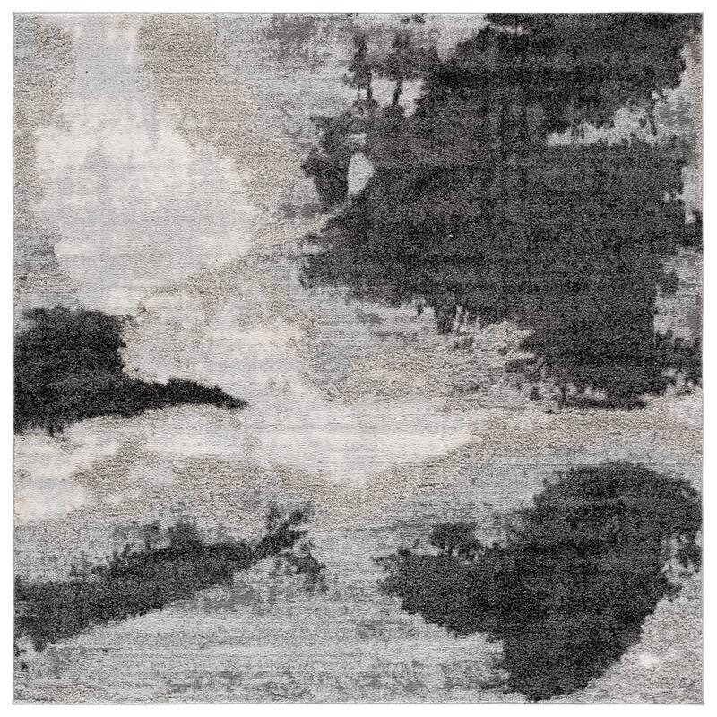 SAFAVIEH Wave Levita Modern Rug - 6'7" Square - Grey/Light Grey