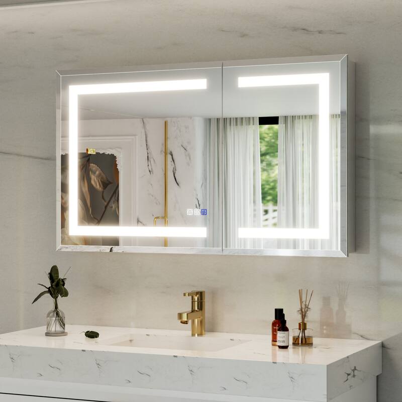 30-48'' W x 24'' H Surface or Recessed LED Bathroom Medicine Cabinet With Mirror,Defog & Quiet Hinges