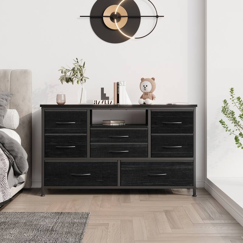 8 Drawers TV Stand with Power Outlet