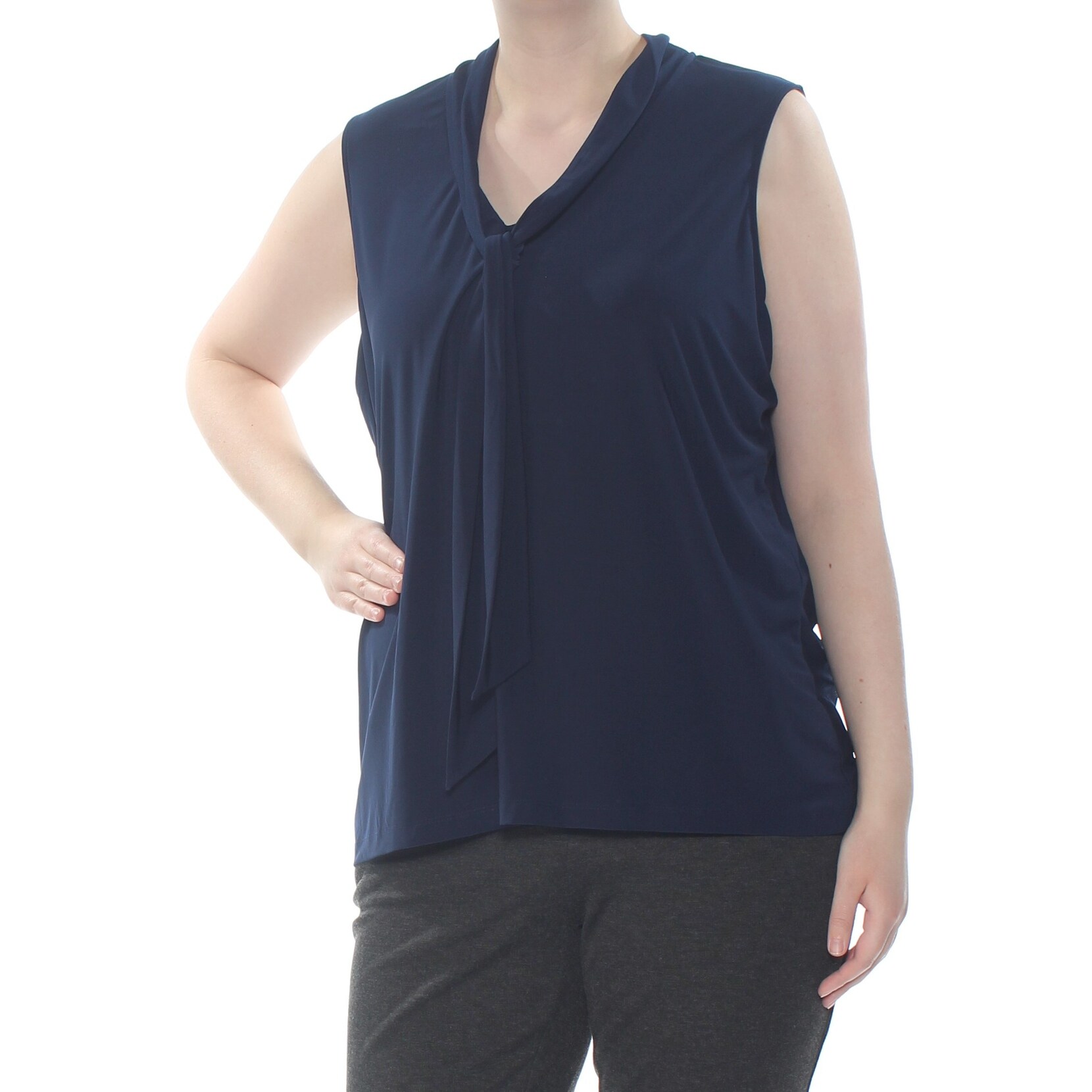 Shop Tahari Womens Navy Sailor Tie Sleeveless Top Plus Size 2x
