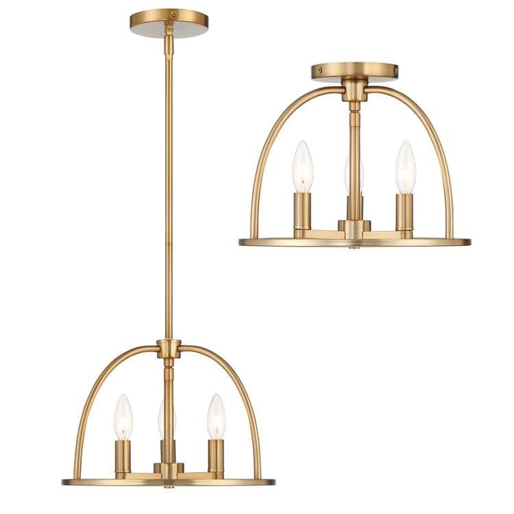 Abbott 3 Light Vibrant Gold Chandelier - 13.75'' W x 10'' H - 13.75'' W x 10'' H