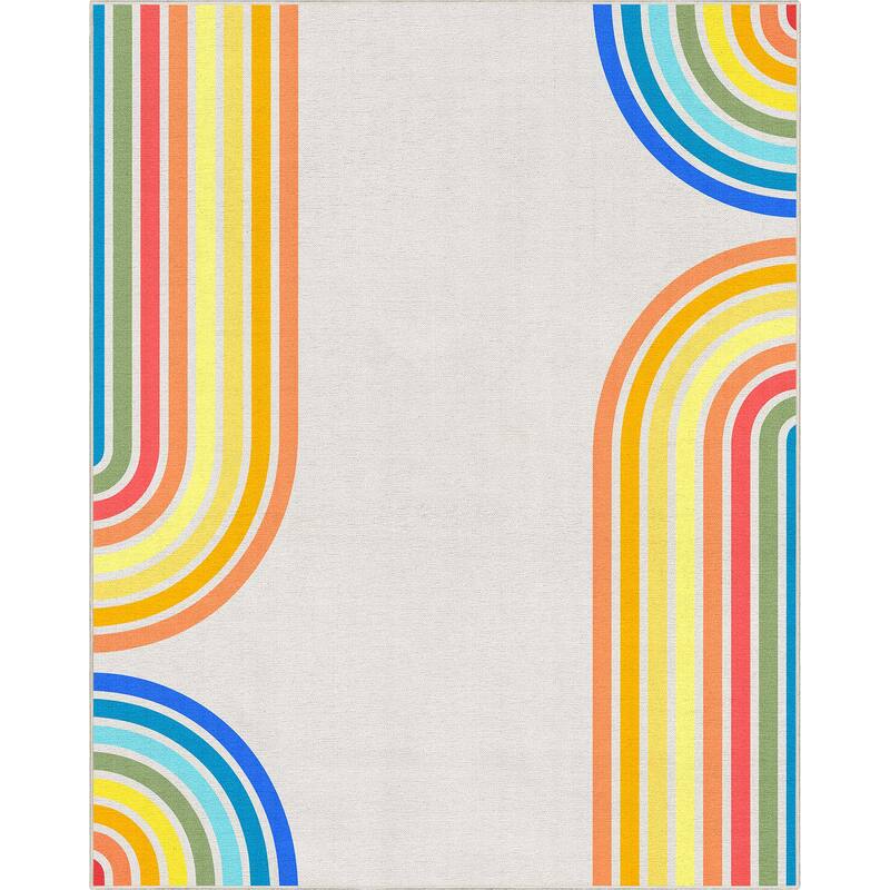 Well Woven Apollo Border Arch Modern Geometric Kids Flat-Weave Rug