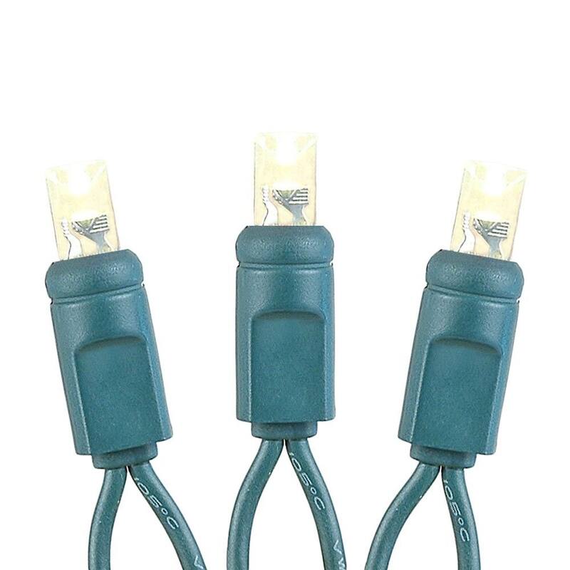 20 Light LED Battery Christmas Mini Light Set, Green Wire, 8' Long