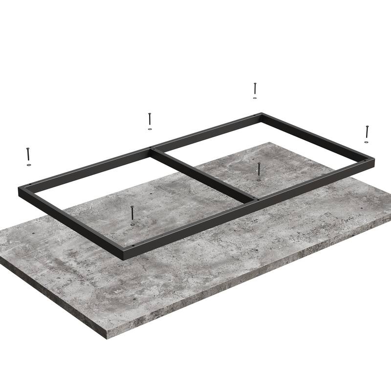 GDFStudio - Kavon Modern Minimalist Wooden Dining Table with Sturdy Metal Frame & Spacious Rectangular Top