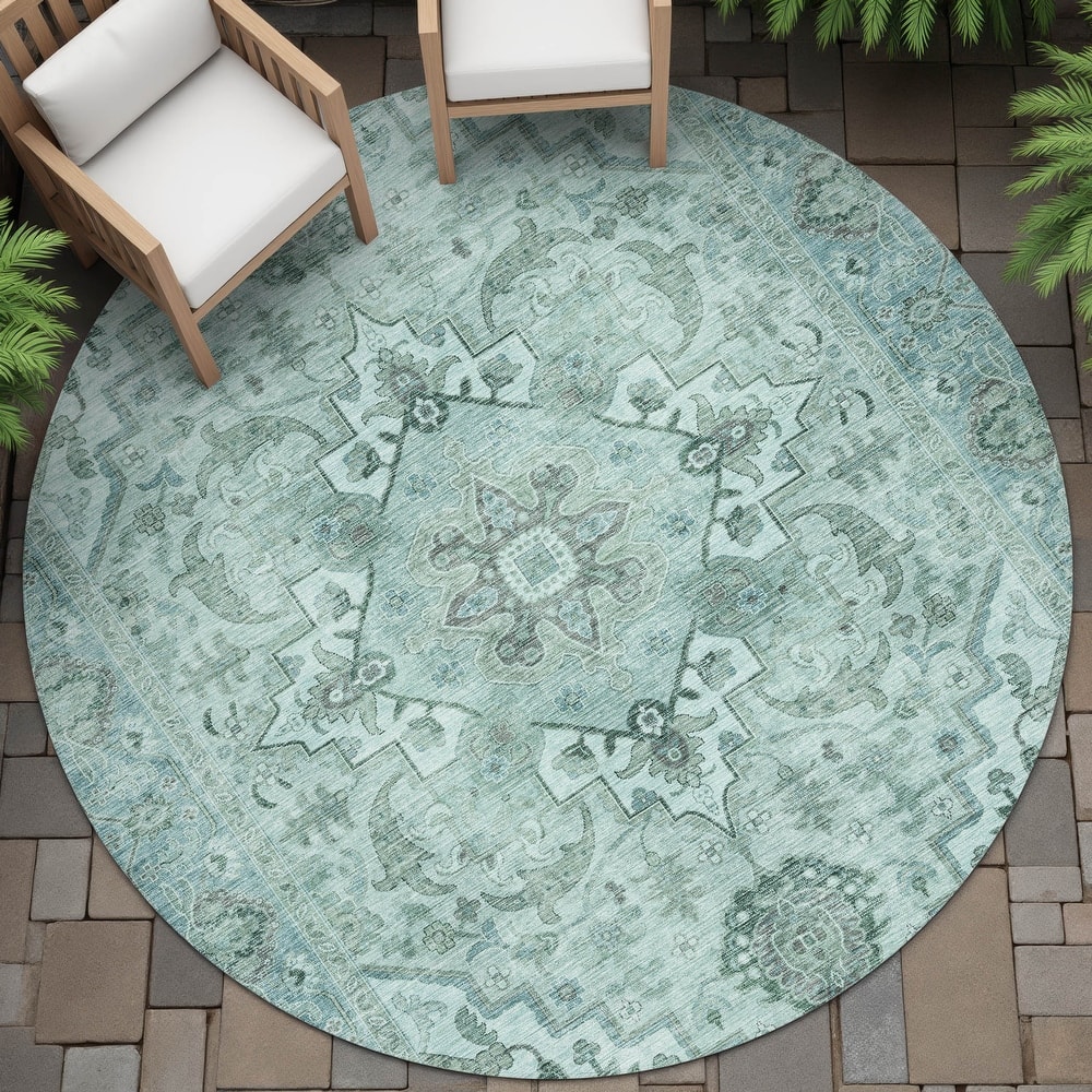 Machine Washable Indoor/Outdoor Traditional Vintage Chantille Rug