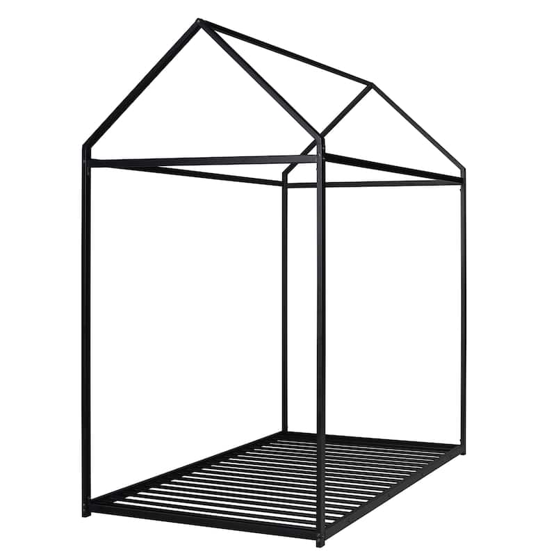 Twin Metal House Frame Bed with Floor