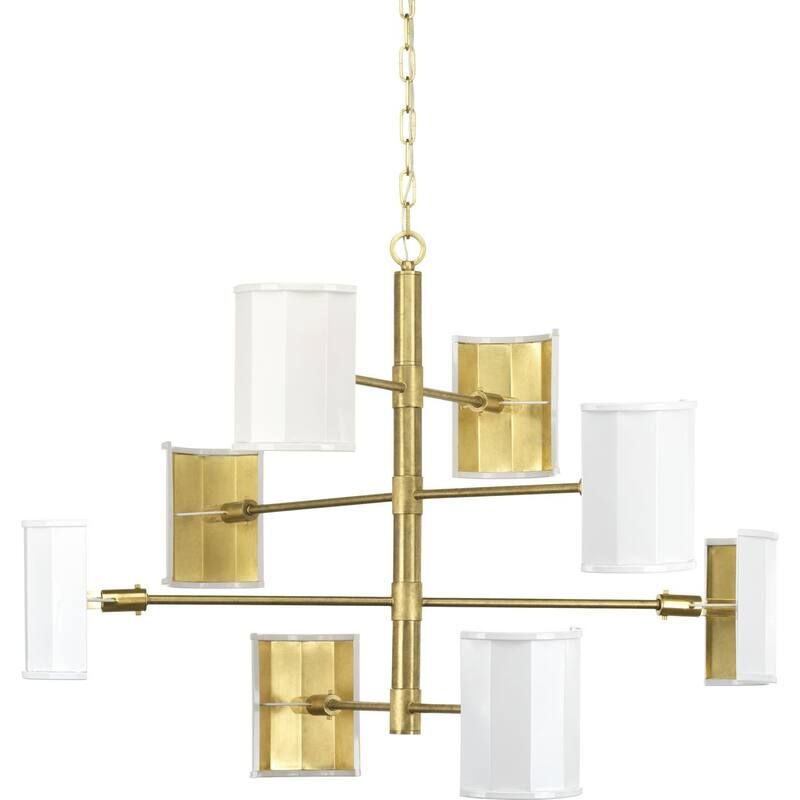 POINT DUME® Wandermere Collection Brushed Brass Eight-Light Chandelier - 40 in x 40 in x 28.25 in