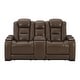 preview thumbnail 3 of 3, Signature Design by Ashley Man-Den Brown Leather Power Dual Reclining Loveseat