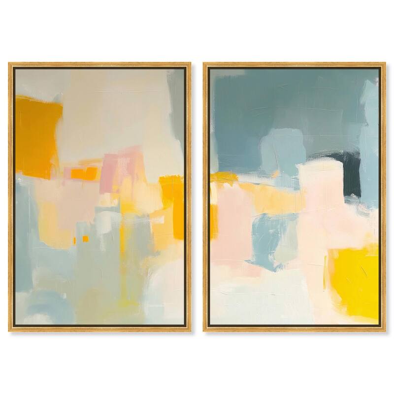 Ocean of Suns I Canvas Set of 2 by Art Remedy - 30" x 45" - Gold