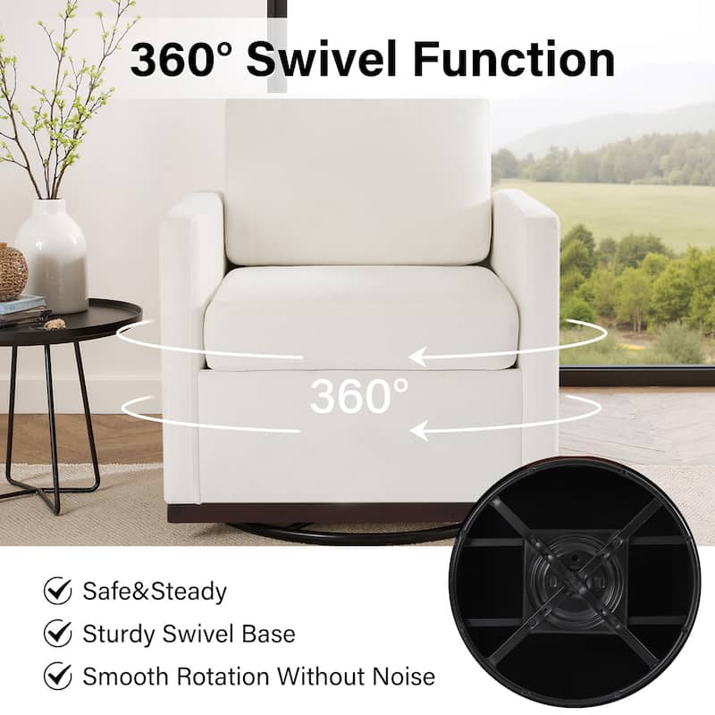 Chenille Leather Modern Swivel Accent Chair