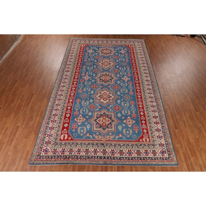 Blue Kazak Oriental Large Area Rug Handmade Wool Carpet - 9'8" x 15'7"