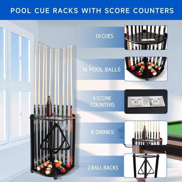 Pool Cue Holder Wall Mount, Portable Cue Stick Claw Rack Holds 4