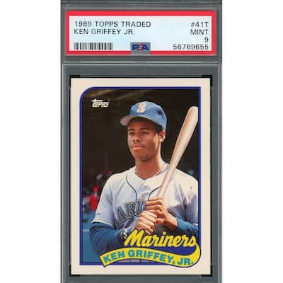 Ken Griffey Jr 1989 Topps Traded Baseball Rookie Card RC #41T Graded PSA 9 - 8'6" x 11'6"