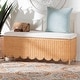 preview thumbnail 2 of 7, Teresa Bohemian Light Honey Scalloped Rattan Ottoman Bench