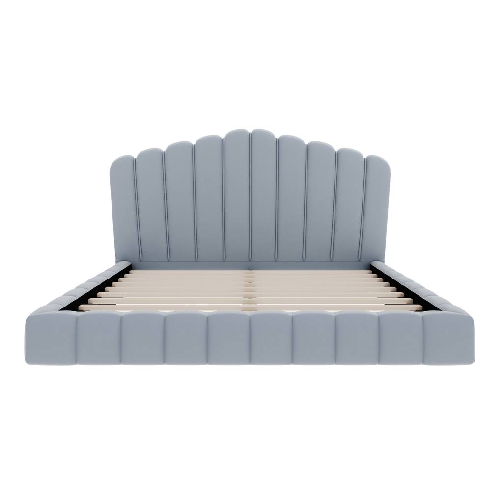 Bed Frame Shell-Shaped Headboard for Bedroom