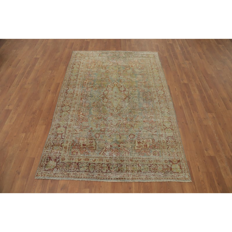 Hand Knotted Oriental 100% Wool Carpet Traditional Floral Navy Blue & Blues Mahal Area Rug - 6' 4'' X 4' 2''