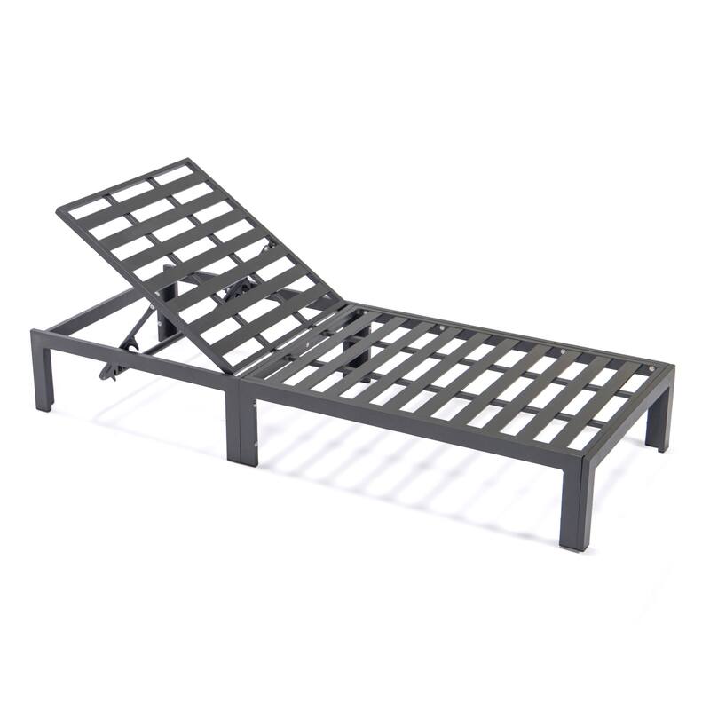 Chelsea Set of 2 Aluminum Armless Chaise Lounge Chair With Cushions for Outdoor Summer Patio Porch Beach Backyard Pool - Black
