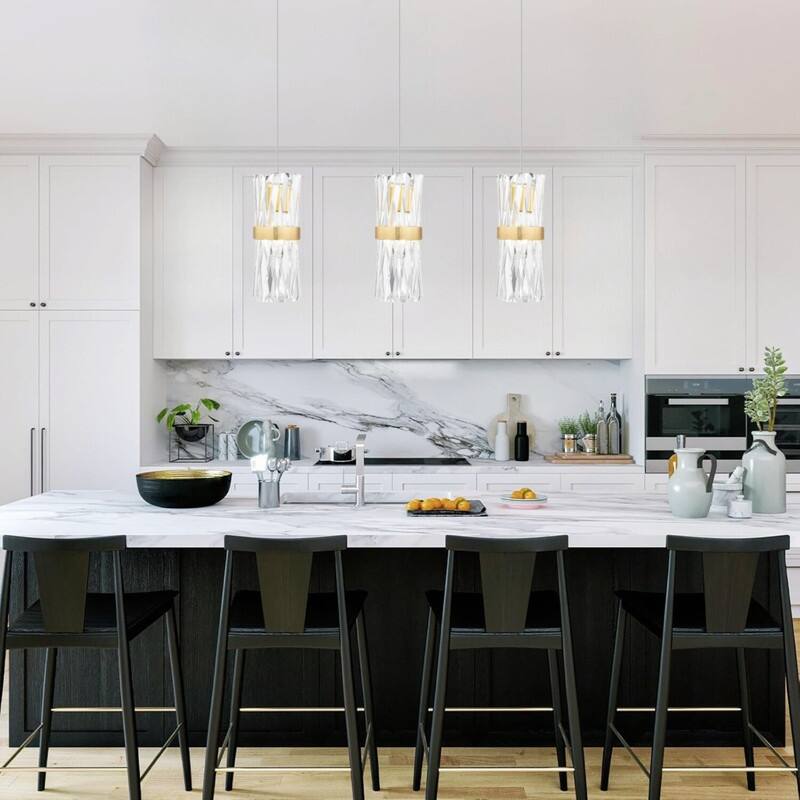 3 Pack bathroom lighting gold pendant light Crystal, metal island lighting