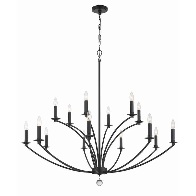 Mila 15 Light Black Chandelier - 48"W x 42"H