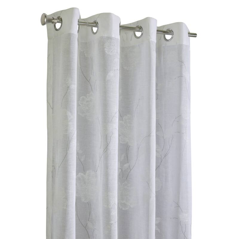Giardino Faux Linen Printed Branches Grommet Curtain Panel by Habitat