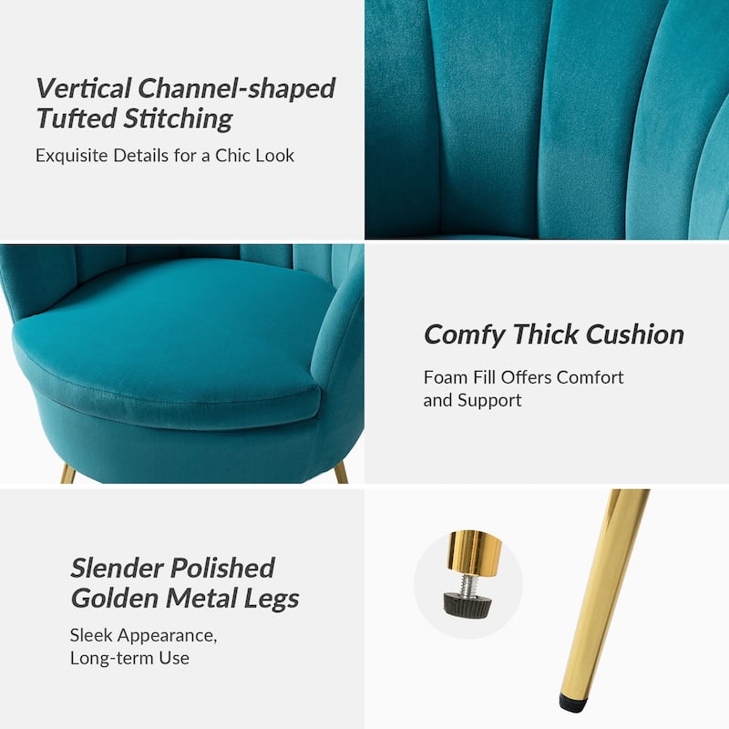 Xabier Cute Modern Upholstered Barrel Chair Accent Chair with Tufted Back Set of 2 by HULALA HOME
