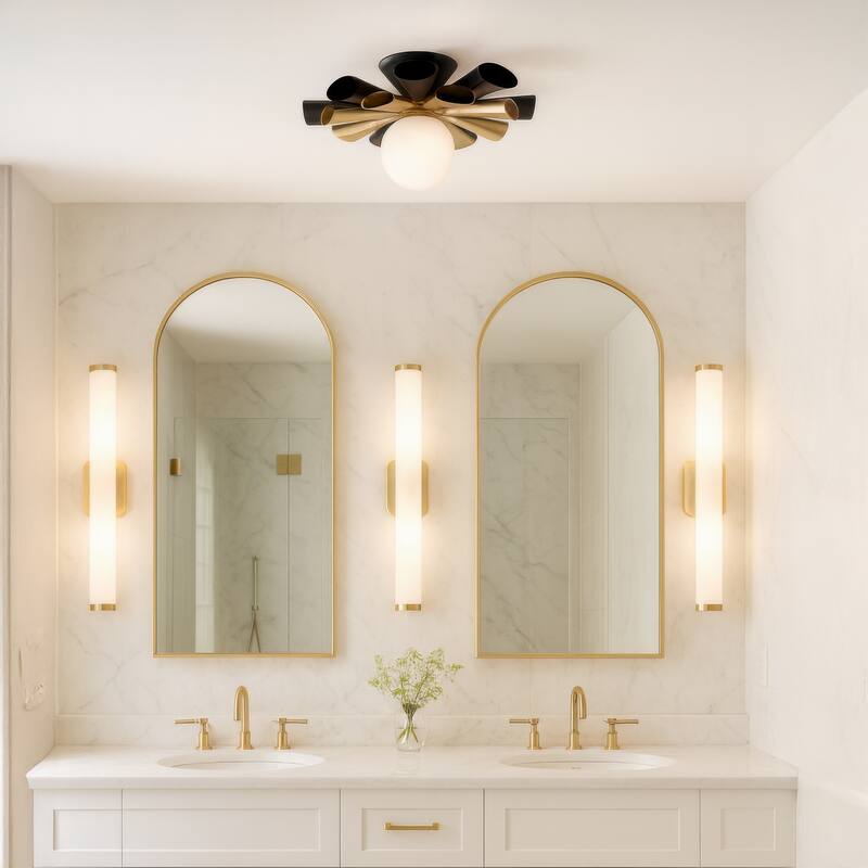 Varaluz Daphne 1-Light Convertible Flush Mount/Sconce - Matte Black/French Gold