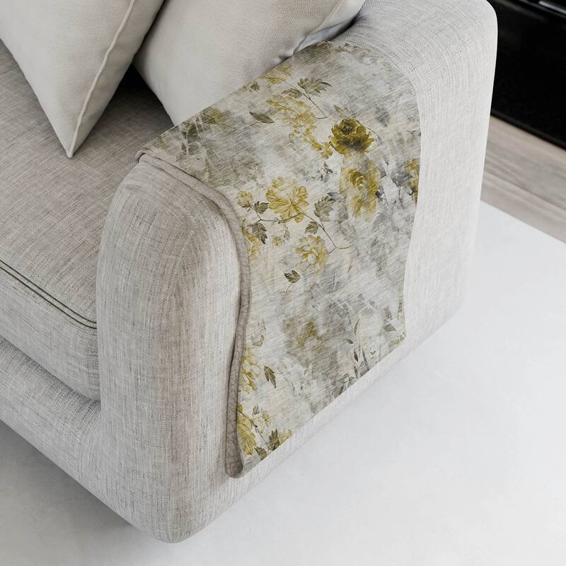 Premium Machine Washable Modern Floral Sherpa Throw Blanket - Taupe - 4'2" x 5'10"