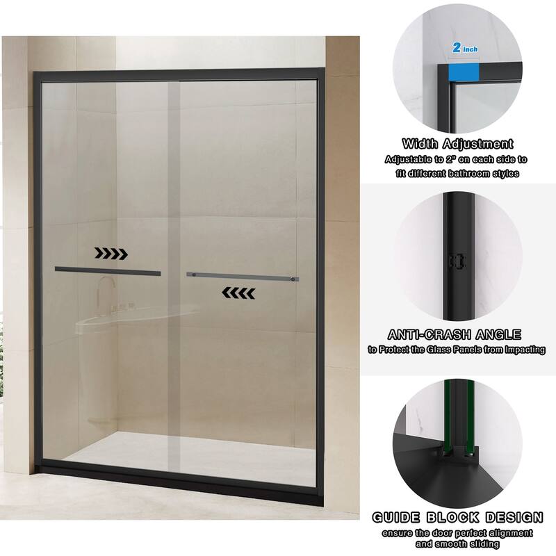Topcraft 44“-48 ”W x 72 "H Aluminum Framed Sliding Shower Door - 48*72