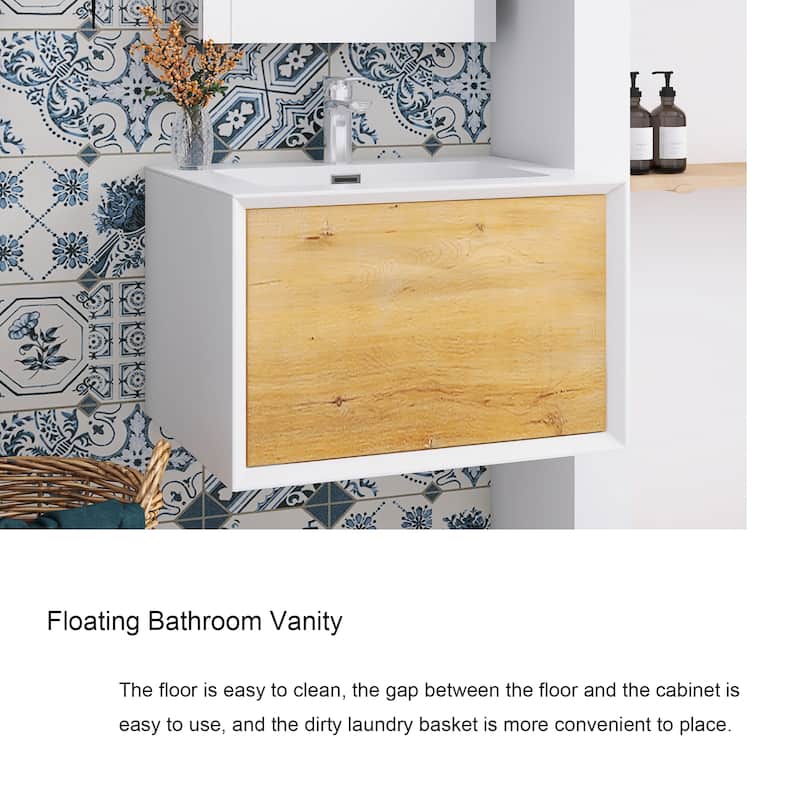 Bathroom Vanity in F.Oak with Integrated Solid Surface Top