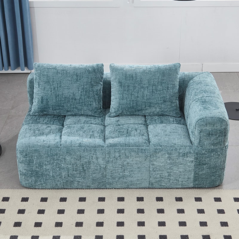 Chenille Loveseat Sofa Upholstered Deep Seat Sofa, Lounge Couch Corner Sofa Minimalist Modular Couches for Apartment