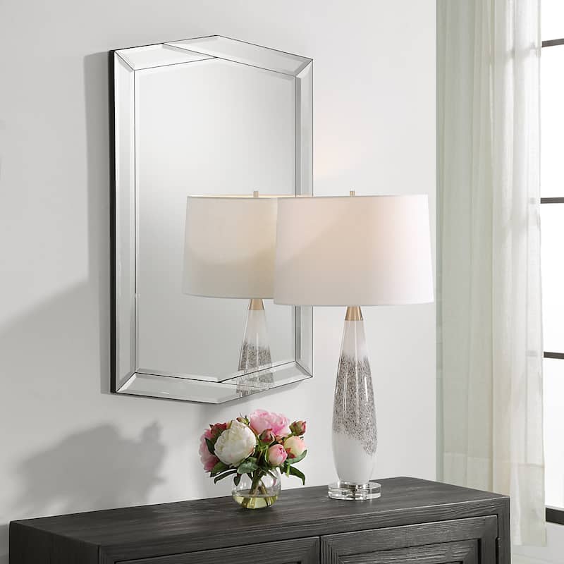 Copper Grove Asymmetrical Beveled Mirror Frame Wall Mirror