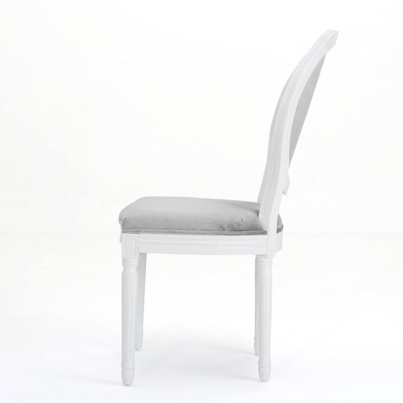 Set of 2 French Dining Chairs Grey Side Chair Round Back Accent Chairs