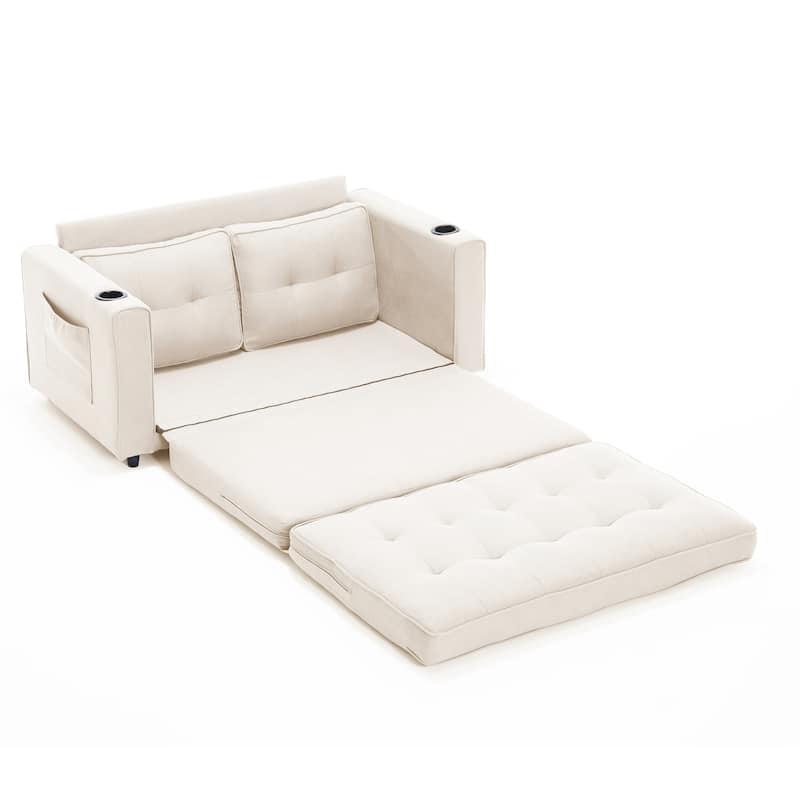 3-in-1 Upholstered Futon Sofa Convertible Floor Sofa bed