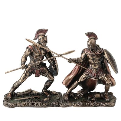 3.74 inches Height Cold Cast Bronze Hector Fighting Achilleus Bronze Finish Figurine