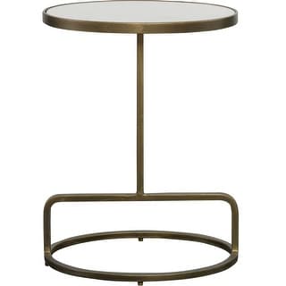 23" White and Brown Modern Style Oval Accent Table with Marble Top