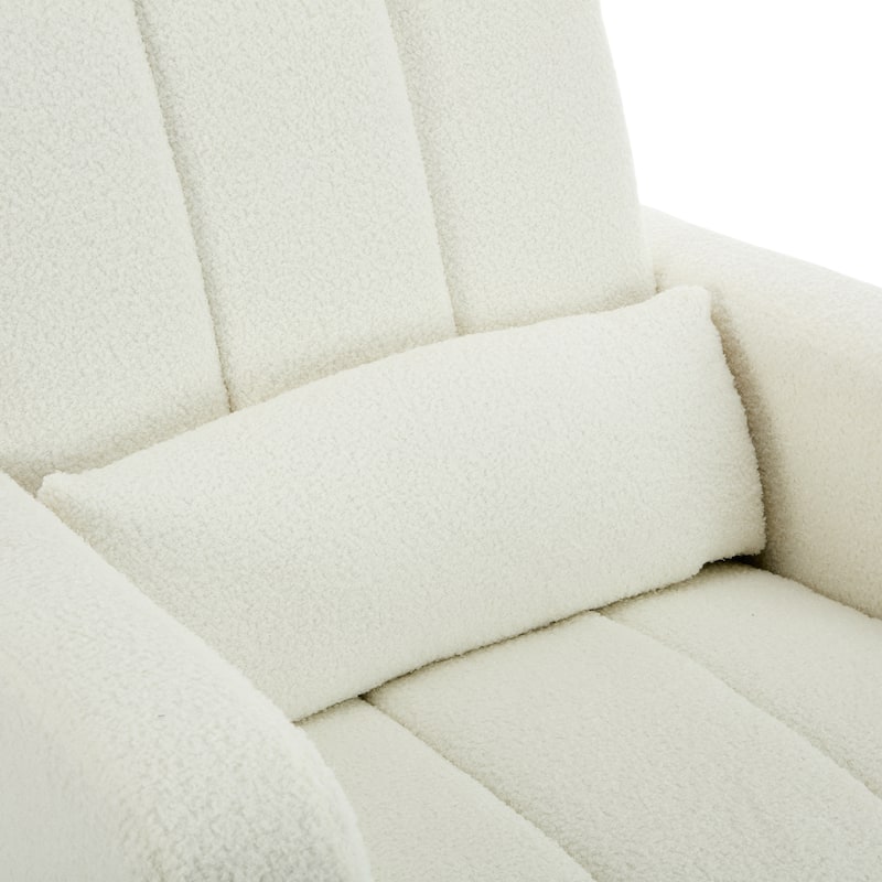 Accent Rocking Chair with Pillow, Ultimate Comfort for Your Home, Teddy Velvet, Cream White