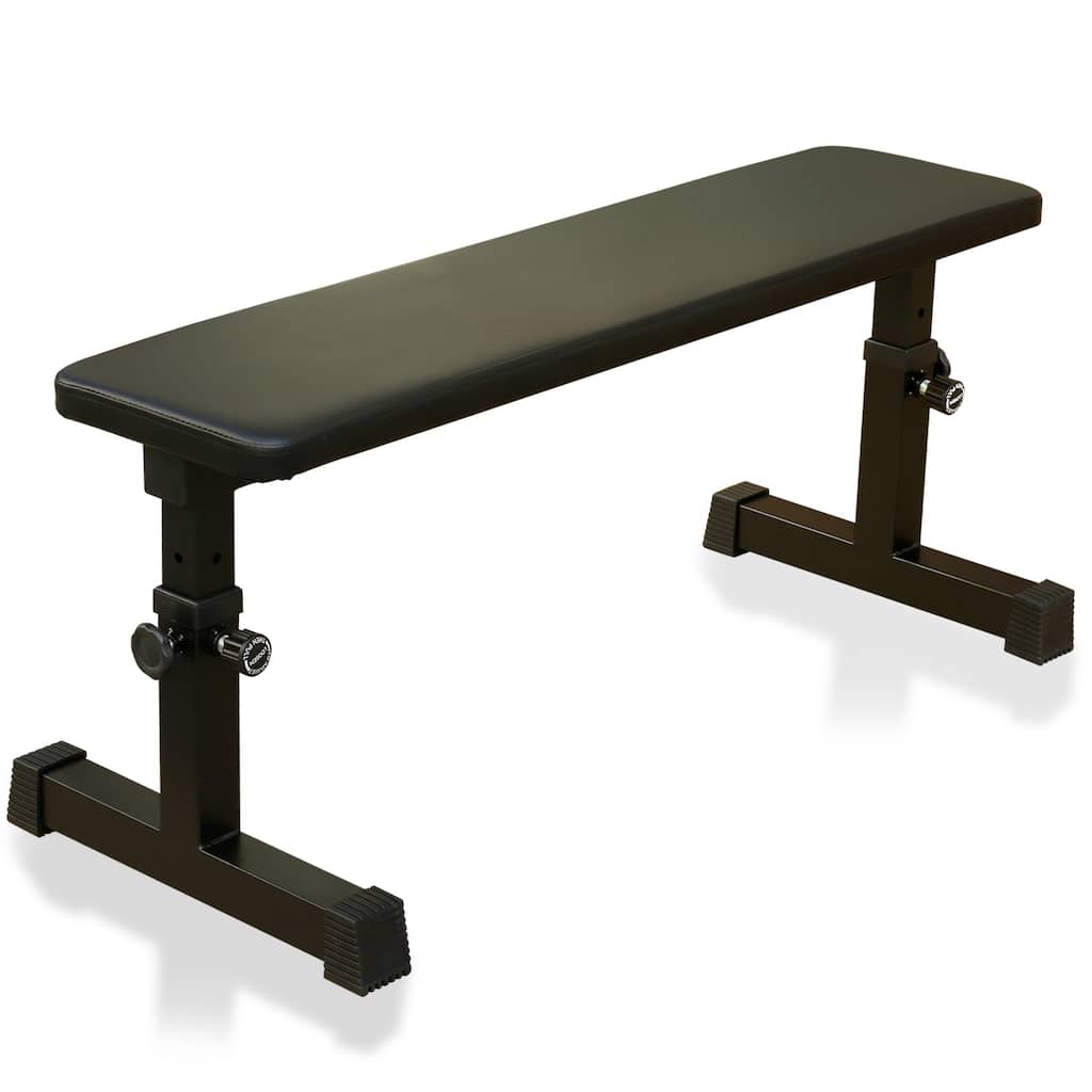 Roomfitters Flat Weight Bench for Strength Training with 5-Level Adjustable Height, Black