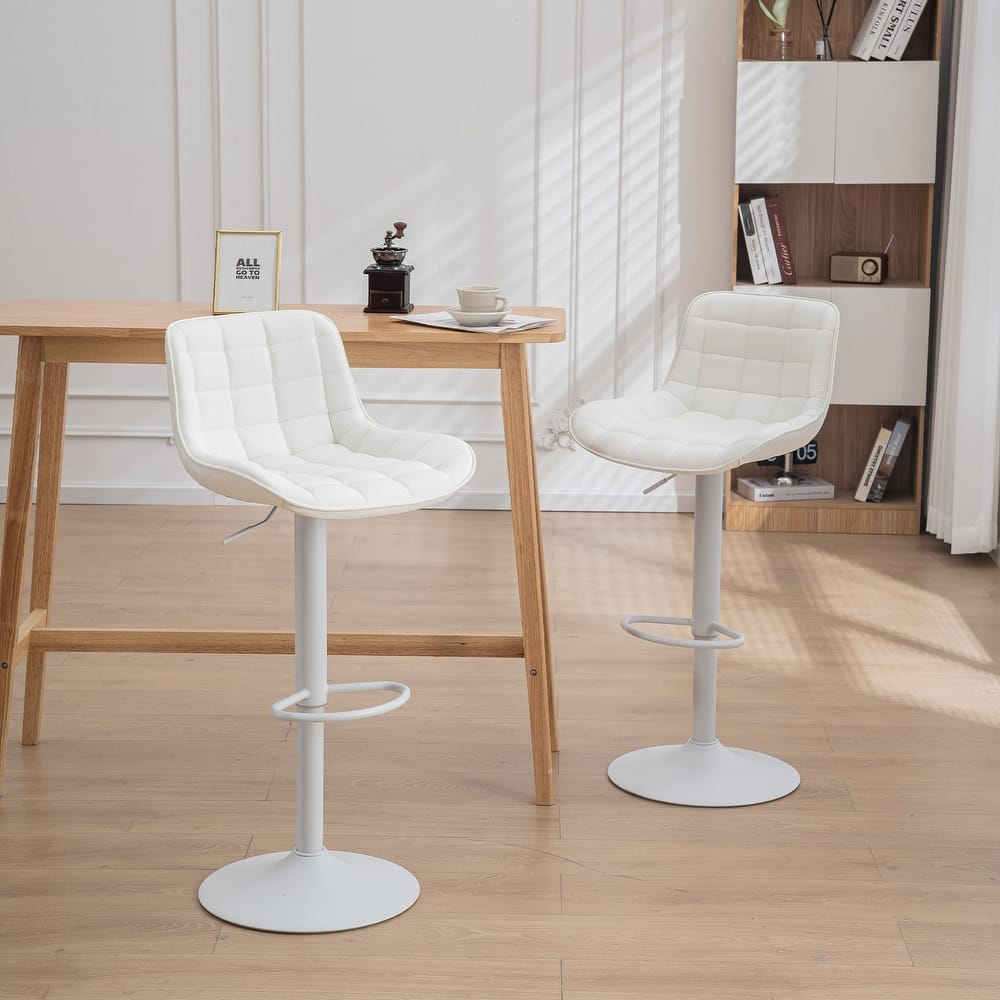 Modern Adjustable Swivel Bar Stools Counter Height Set of 2