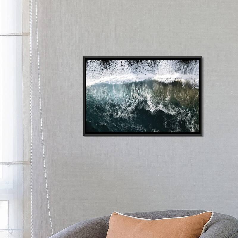 iCanvas "Oceanscape With Waves Coming Onto A Black Beach" by Michael Schauer Framed Canvas Print